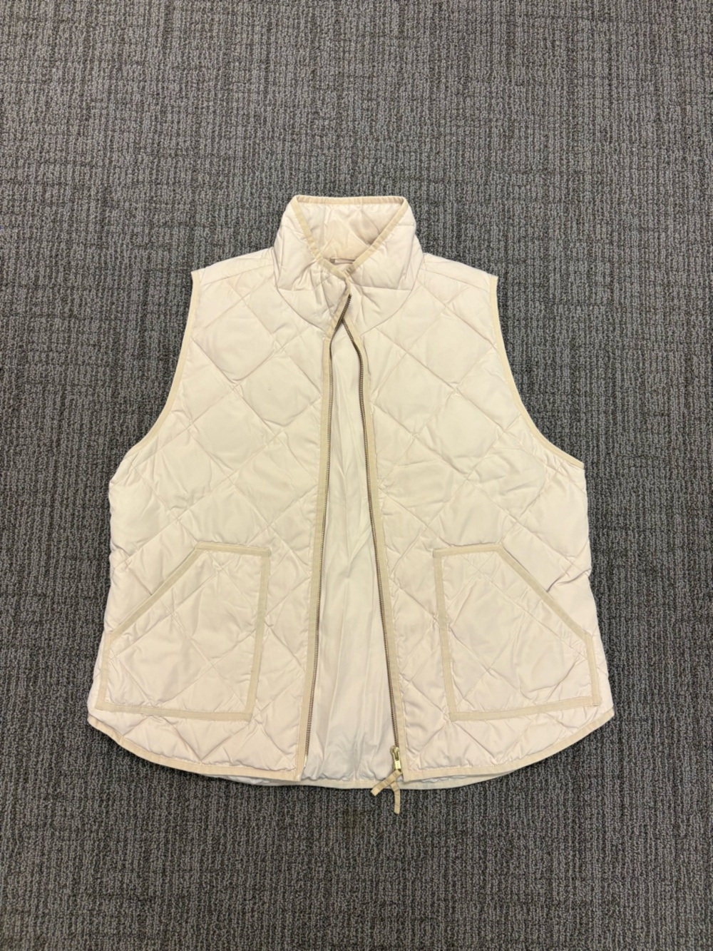 J. Crew Quilted Cream Sleeveless Puffer Vest